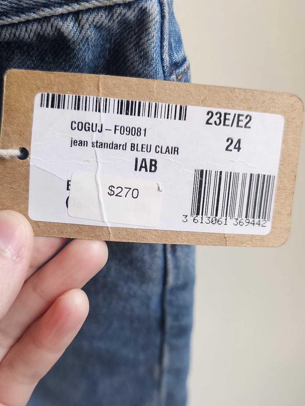 BNWT A.P.C. Jean Standard Straight Jeans - Light Blue 100% Cotton Denim Size 24 - Picture 5 of 7